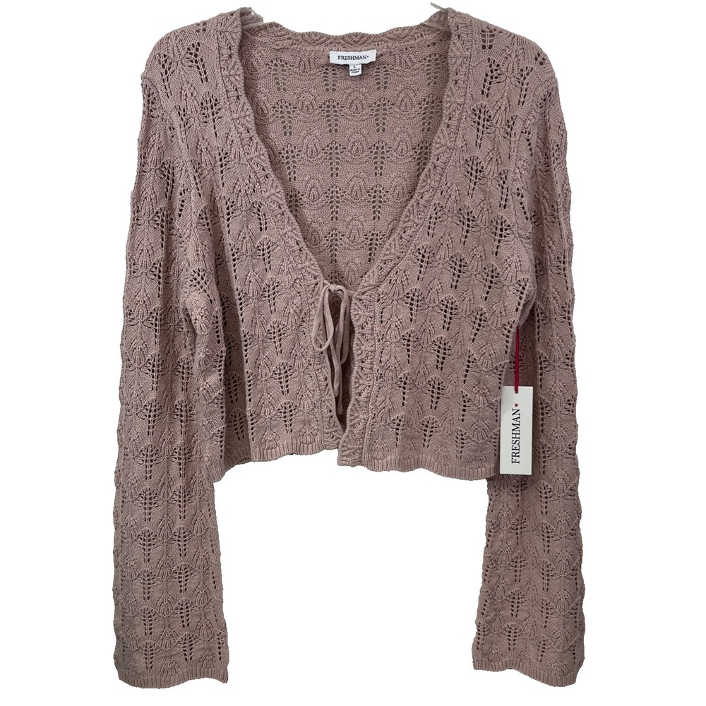 Freshman Women's Shrug Crochet Sweater Sz L Pink Fairy Bratz Y2K Cardigan NWT